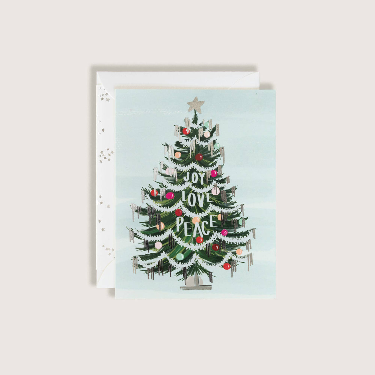 La première neige - Carte de vœux de Noël avec sapin en guirlandes