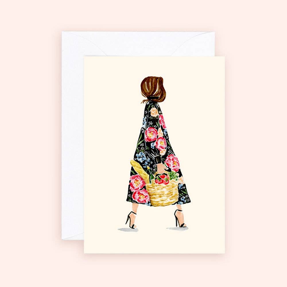 Carte de visite de la fille du marché aux baguettes florales