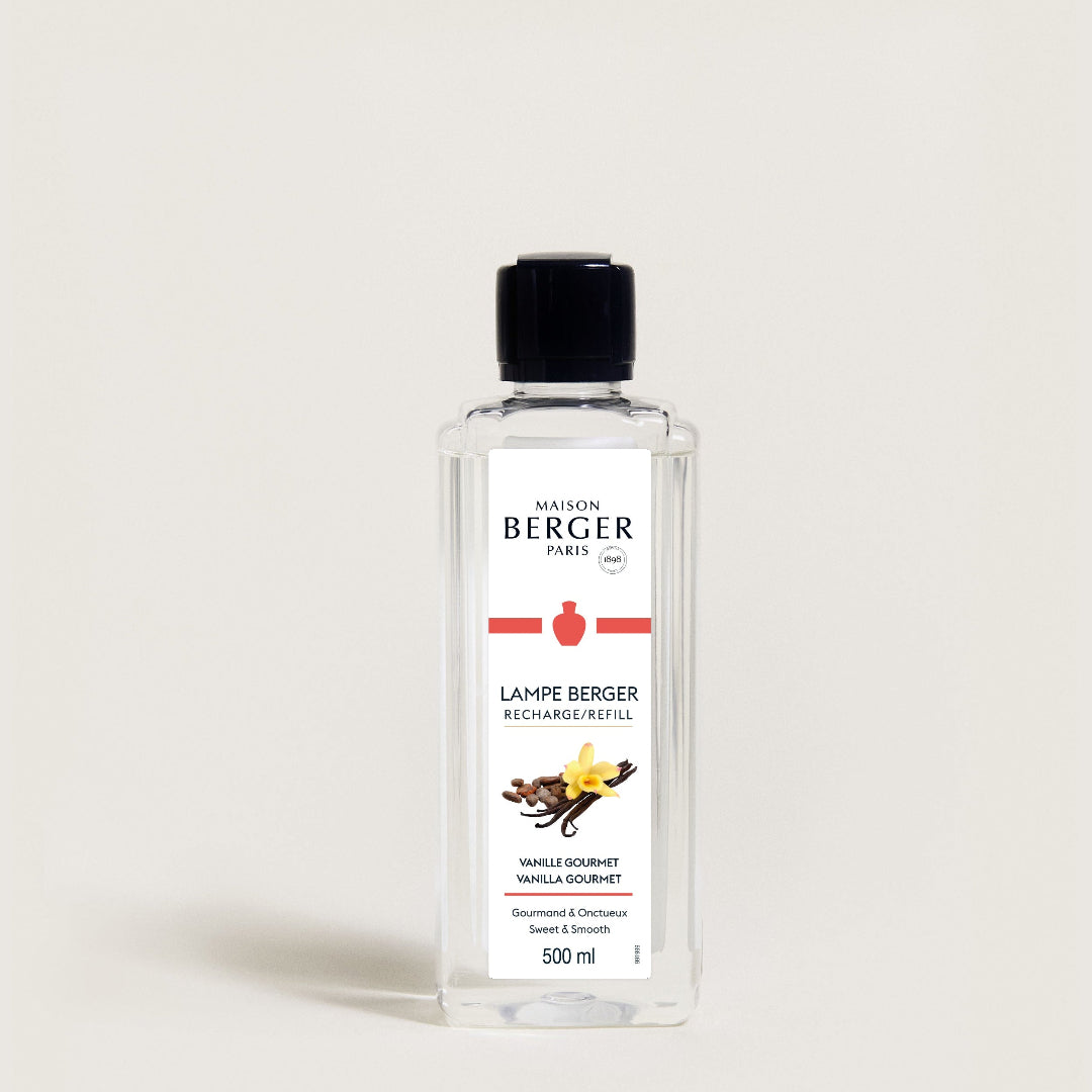 Bottle of Maison Berger refill on a light gray background
