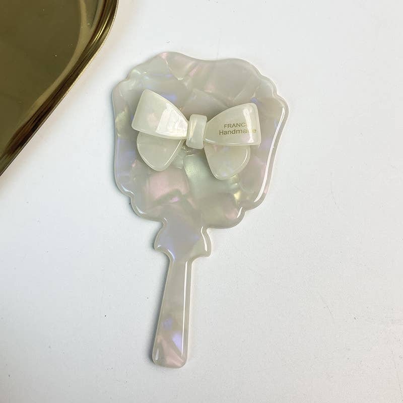LadyJuneAccessories - Ensemble peigne à nœud et miroir | Style cadeau boutique Pearl Vanity : miroir carré