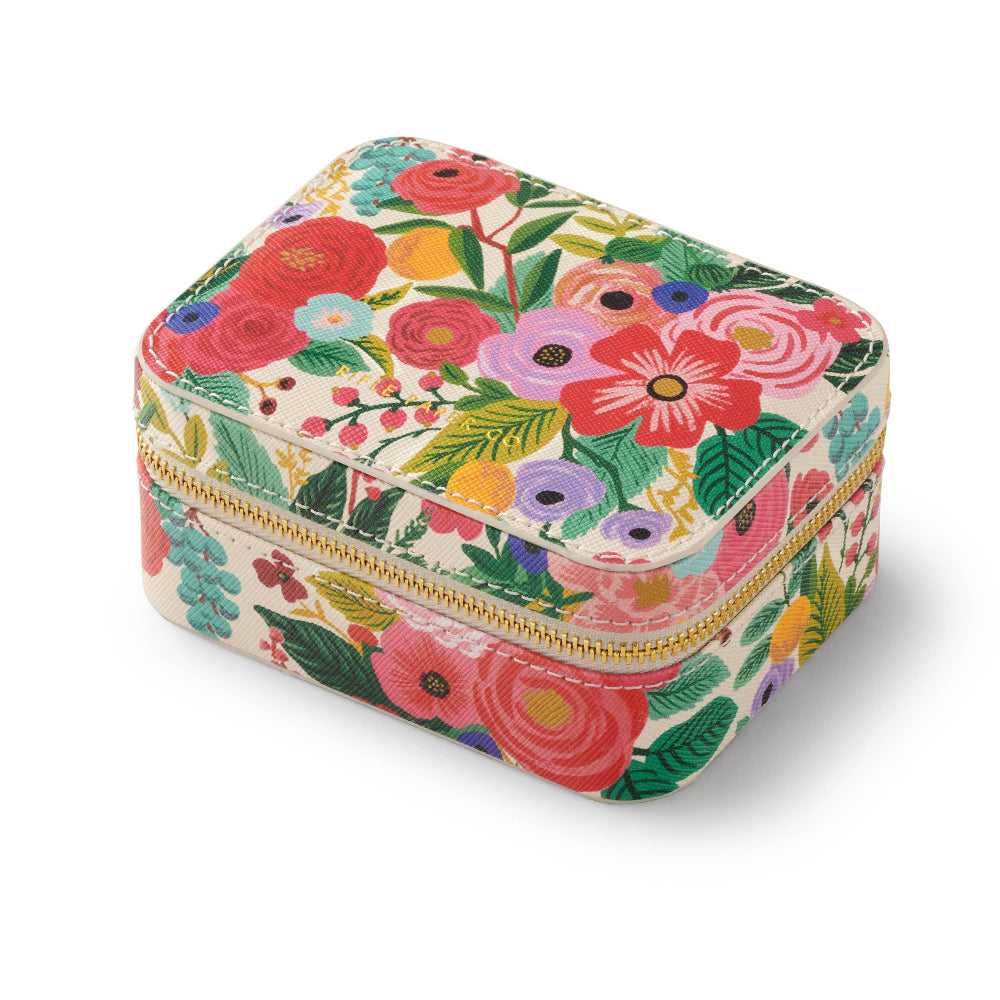 Floral-patterned jewelry box on a white background