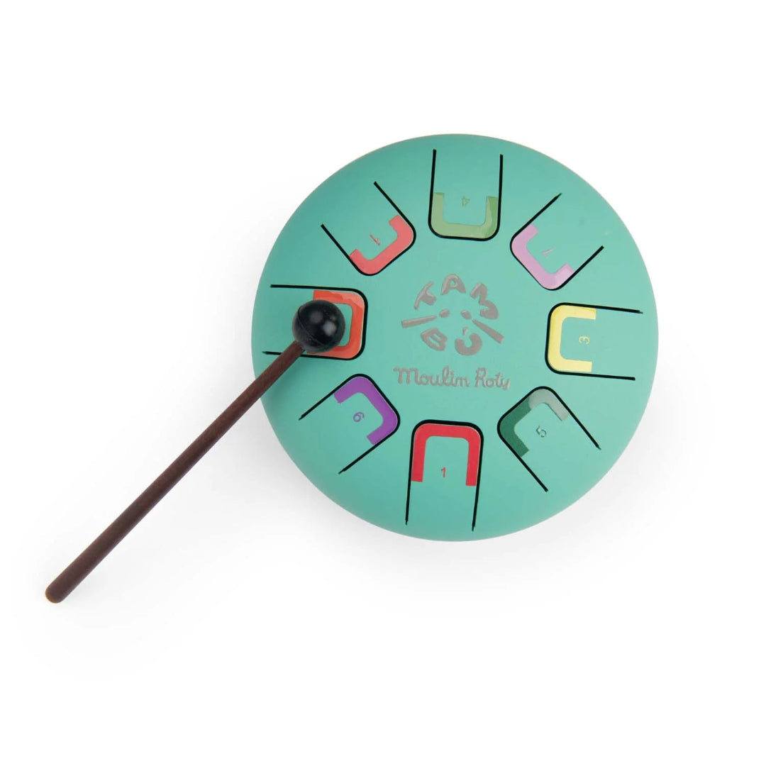 Tambu Drum - turquoise colour with drum stick