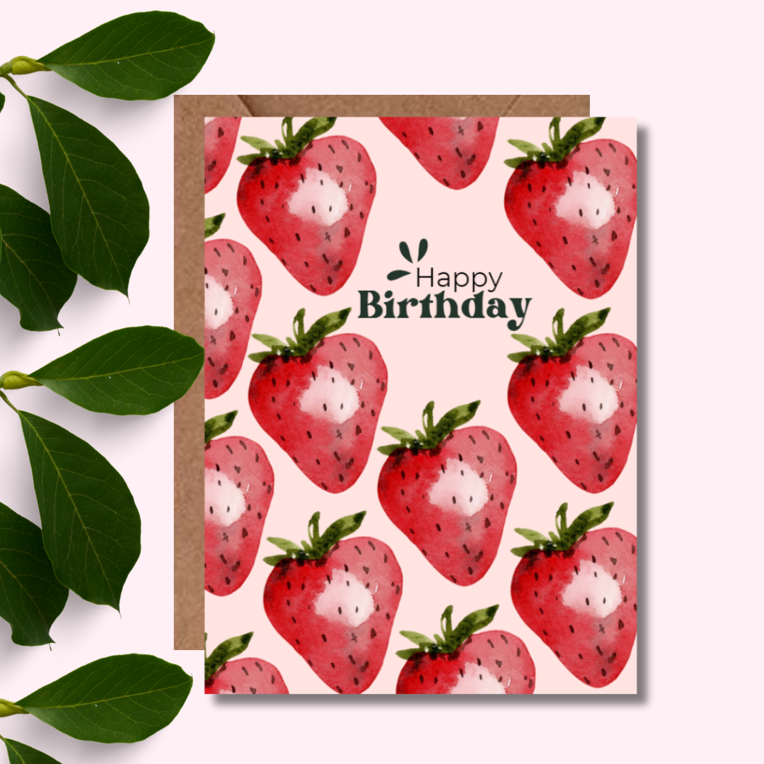 Carte de vœux aquarelle d'anniversaire Berry