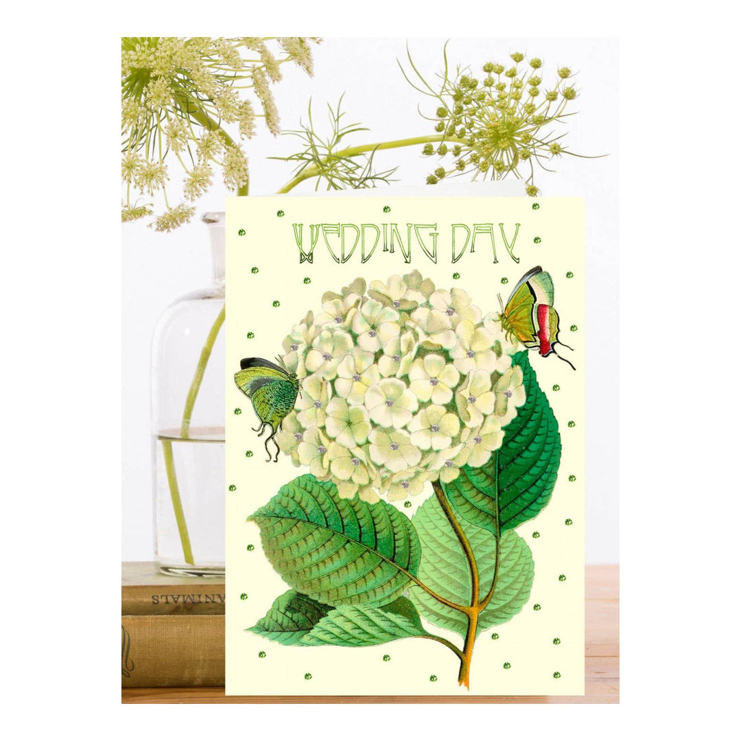 Carte de mariage pailletée à la main