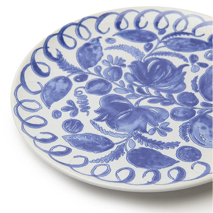 Amalfi - Stoneware Dinner Plate - White/Blue