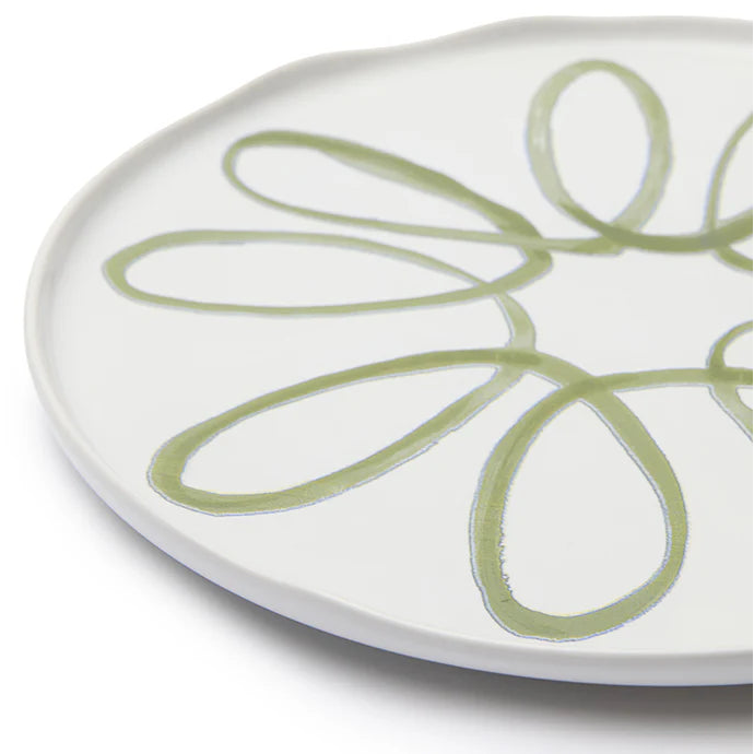 Amalfi - Stoneware Service Charger Plate - White/Green