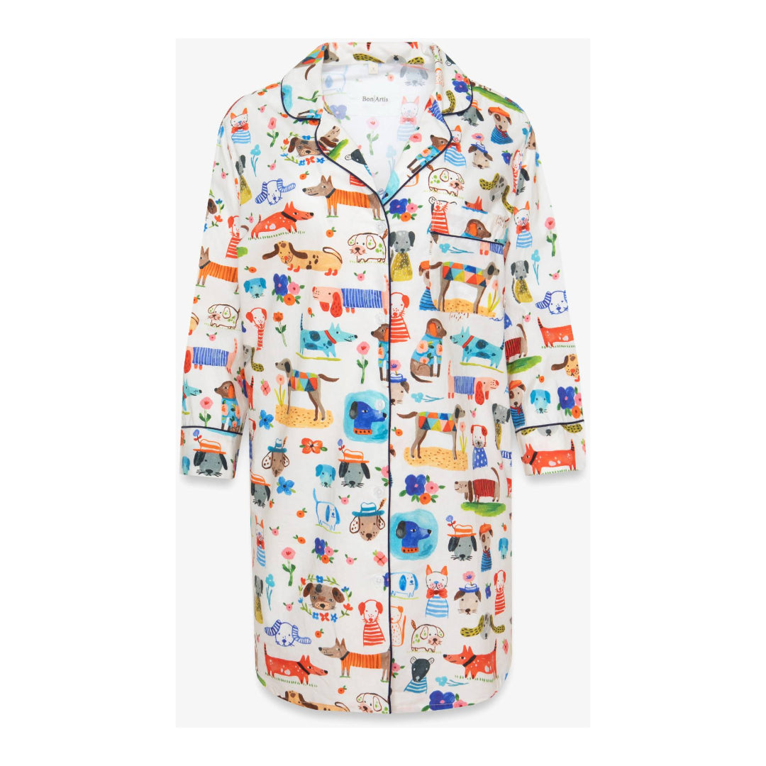 Chemise de nuit à motif de chien peint