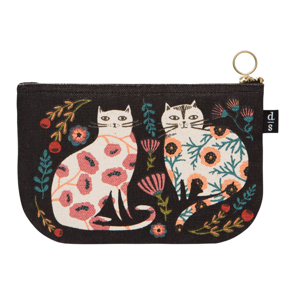 Pouch with cat design on a black background