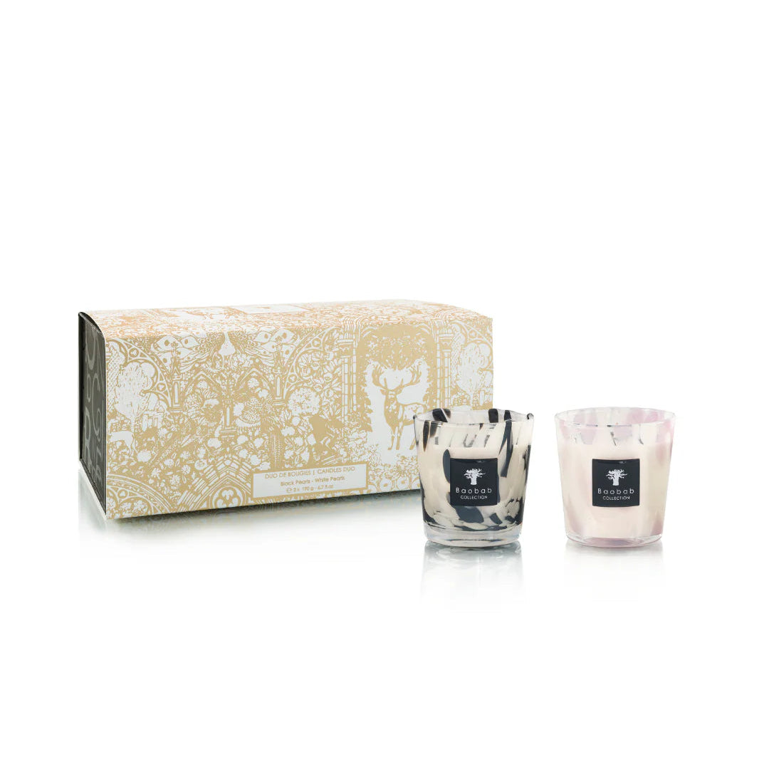 Baobab - Black & White Pearls Candle Duo