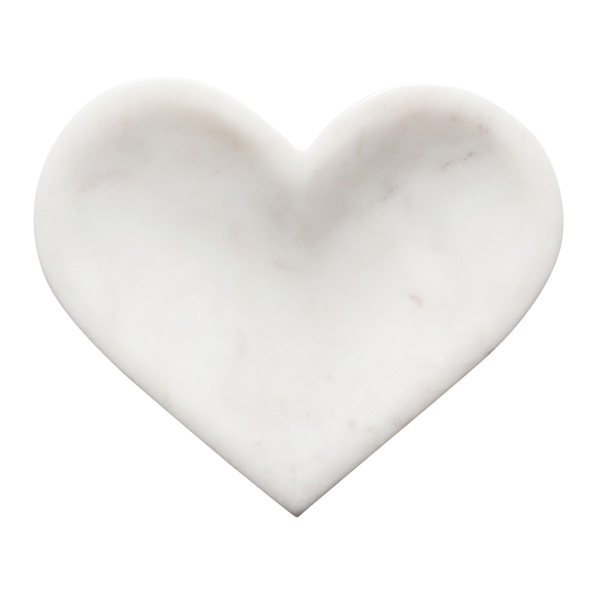 White marble heart-shaped object on a white background