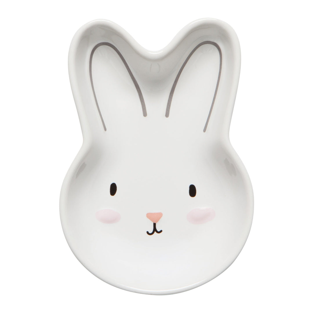 White ceramic rabbit-shaped bowl on a white background
