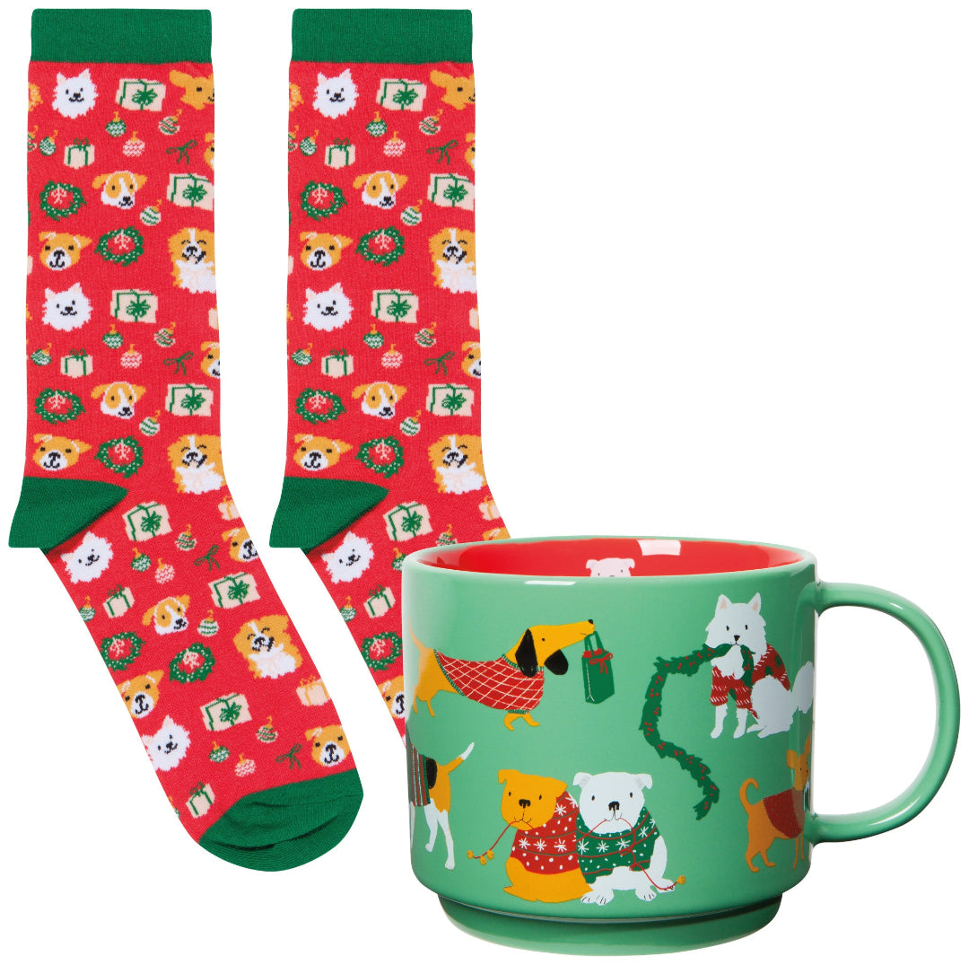 Holiday Hounds Mug & Sock Set