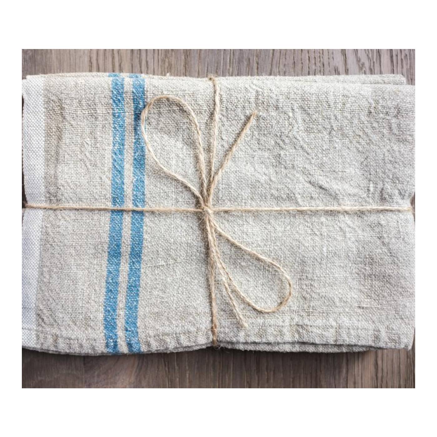 Vintage Linen Natural/Blue Tea Towel