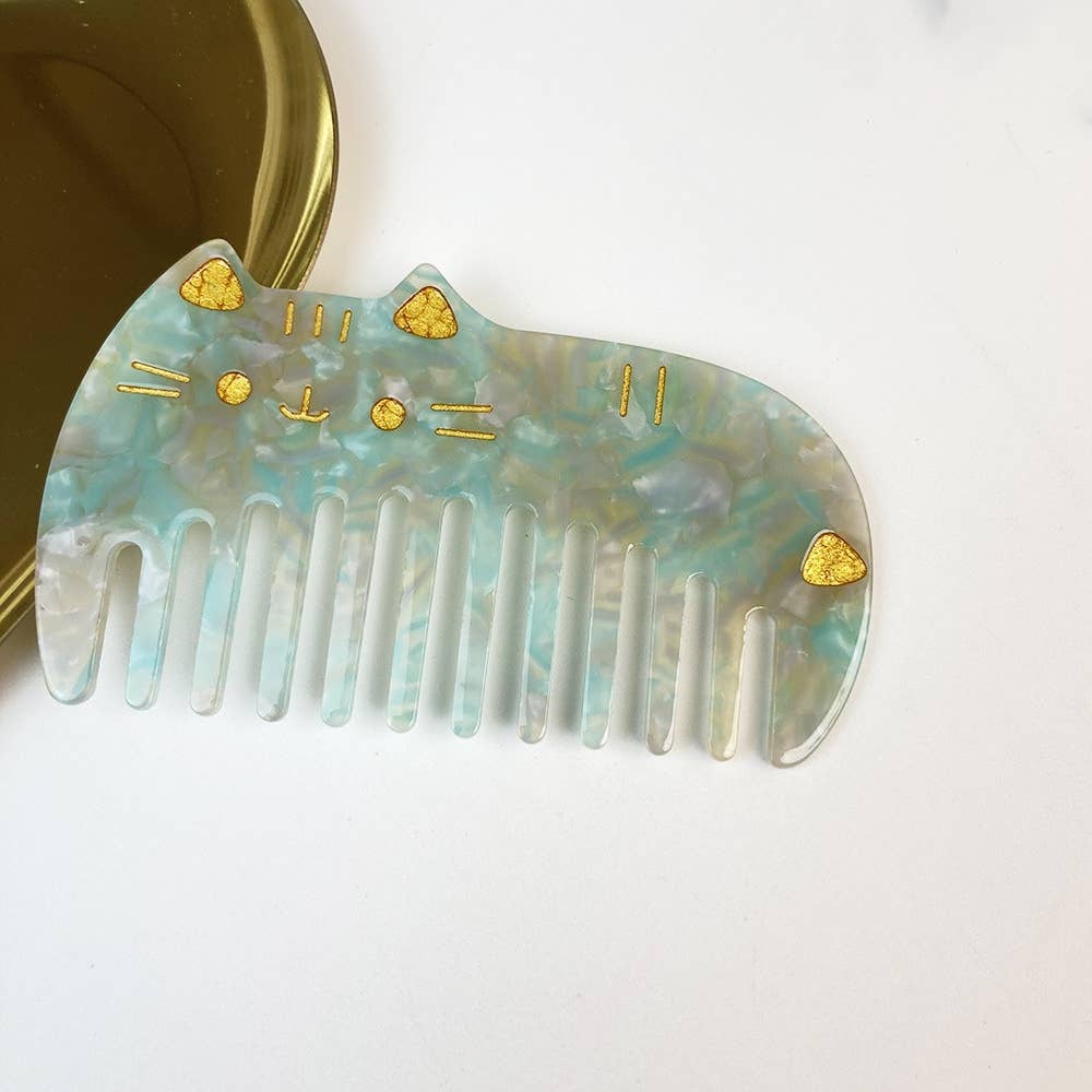 Cat Hair Comb Pearl Green