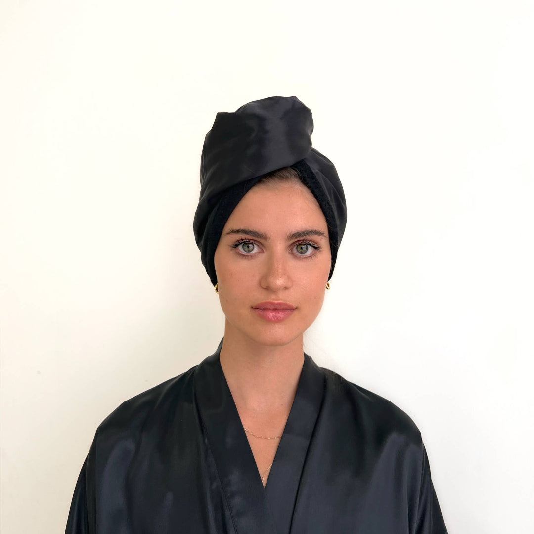 HoneyLux - Écharpe réversible en soie - Noir