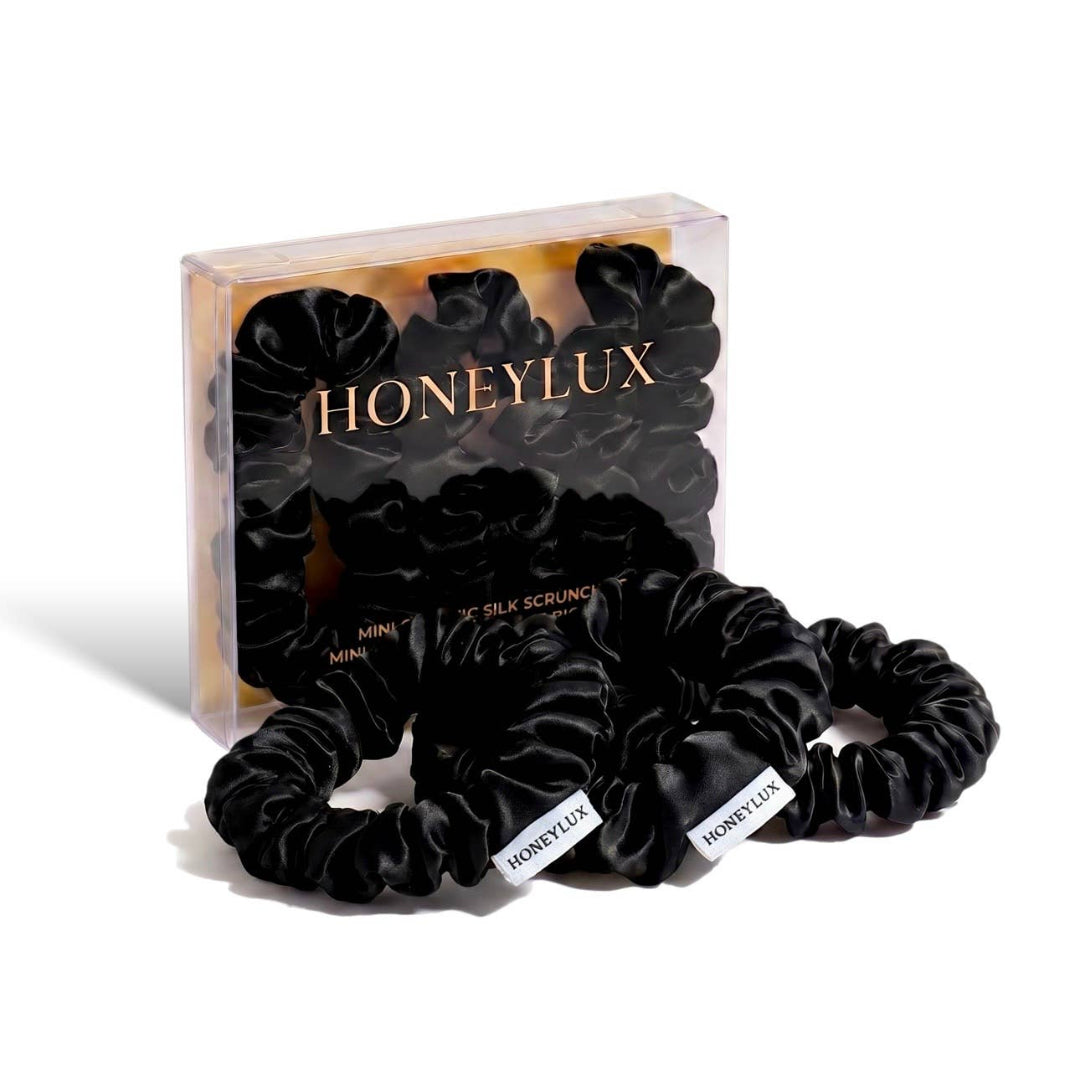 HoneyLux - Mini Silk Scrunchie Set - Black