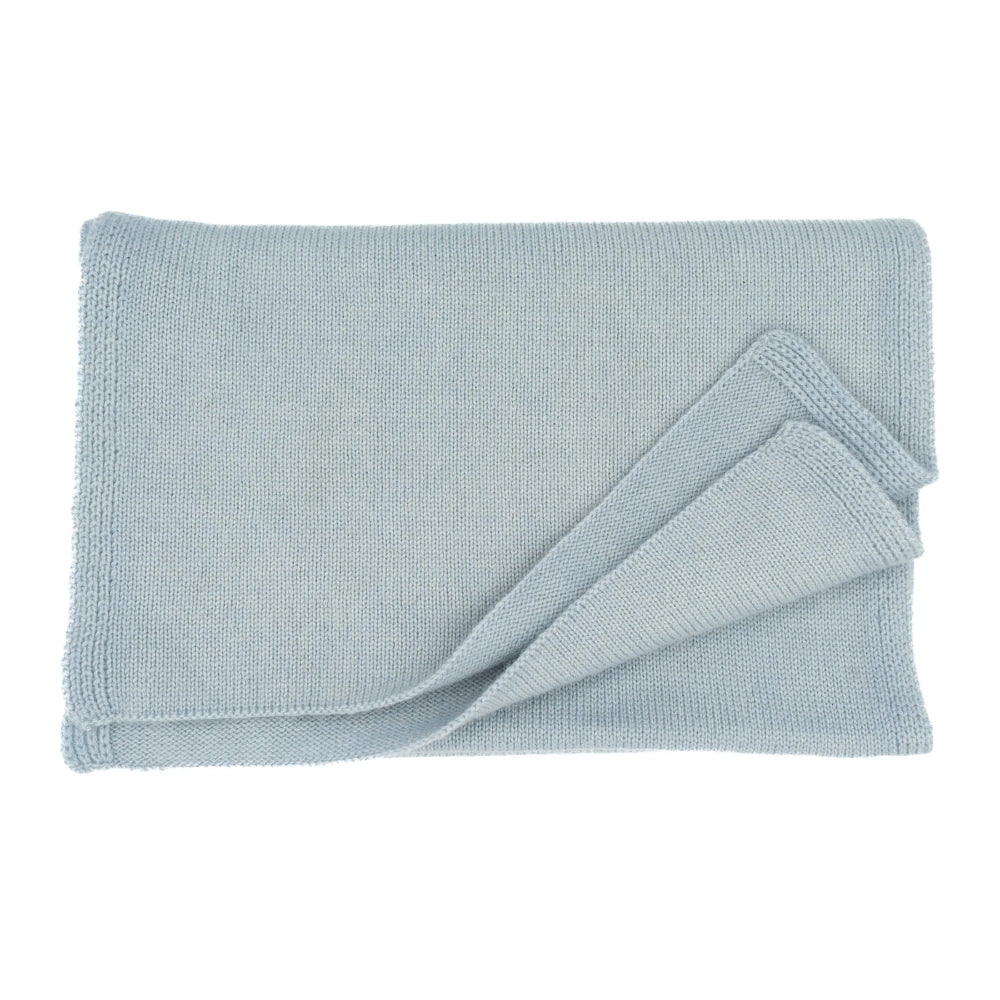 Folded light blue scarf on a white background
