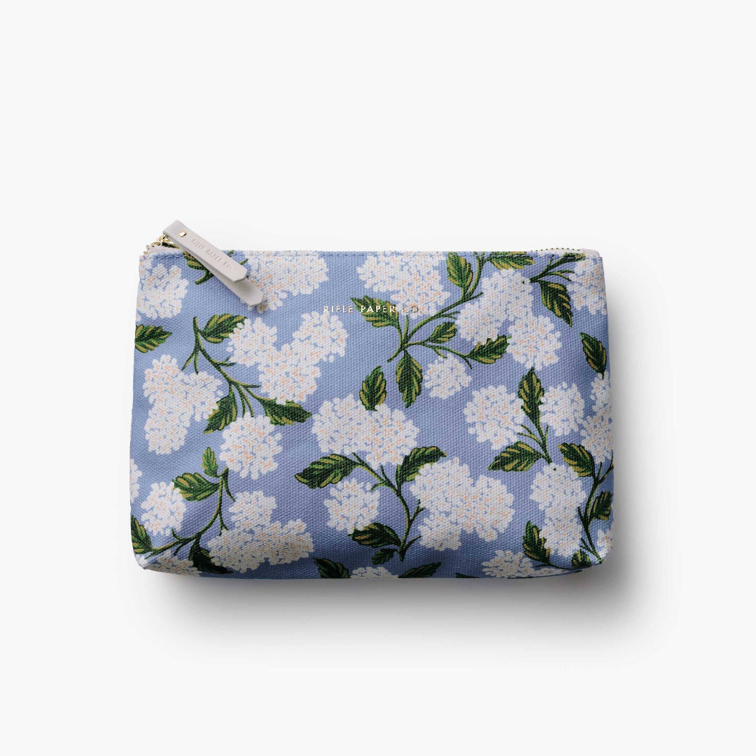 Floral-patterned pouch on a white background
