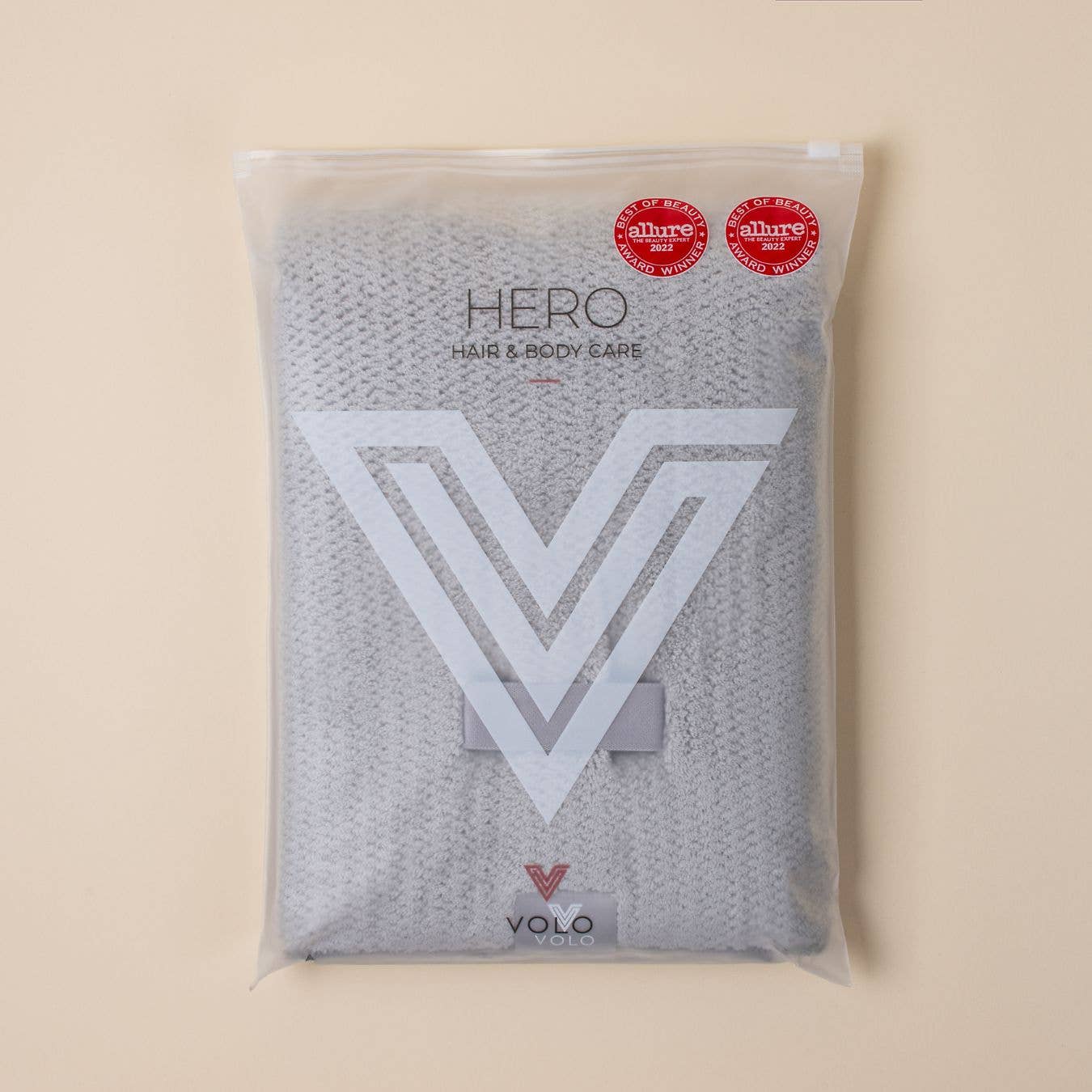 VOLO Hero Hair Towel in ECO packaging: Luna Gray