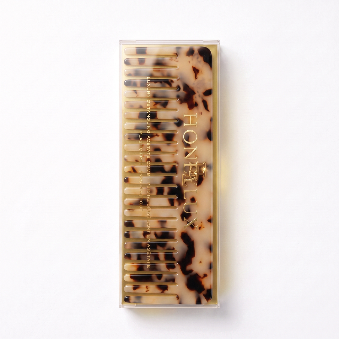 HoneyLux - Acetate Detangling Comb - Tortoise Shell