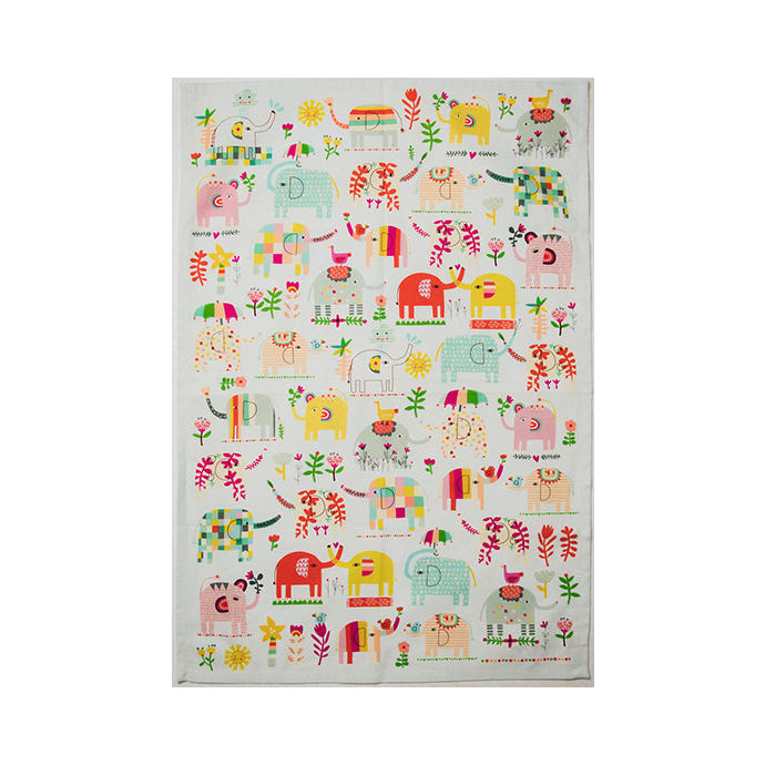 Elephant Garden Tea Towel