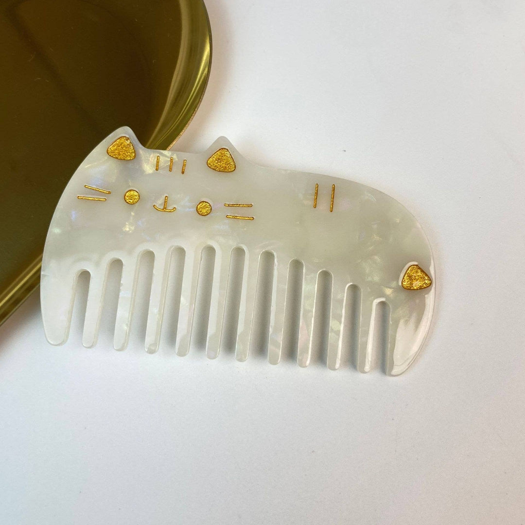 Cat Hair Comb Pearl White