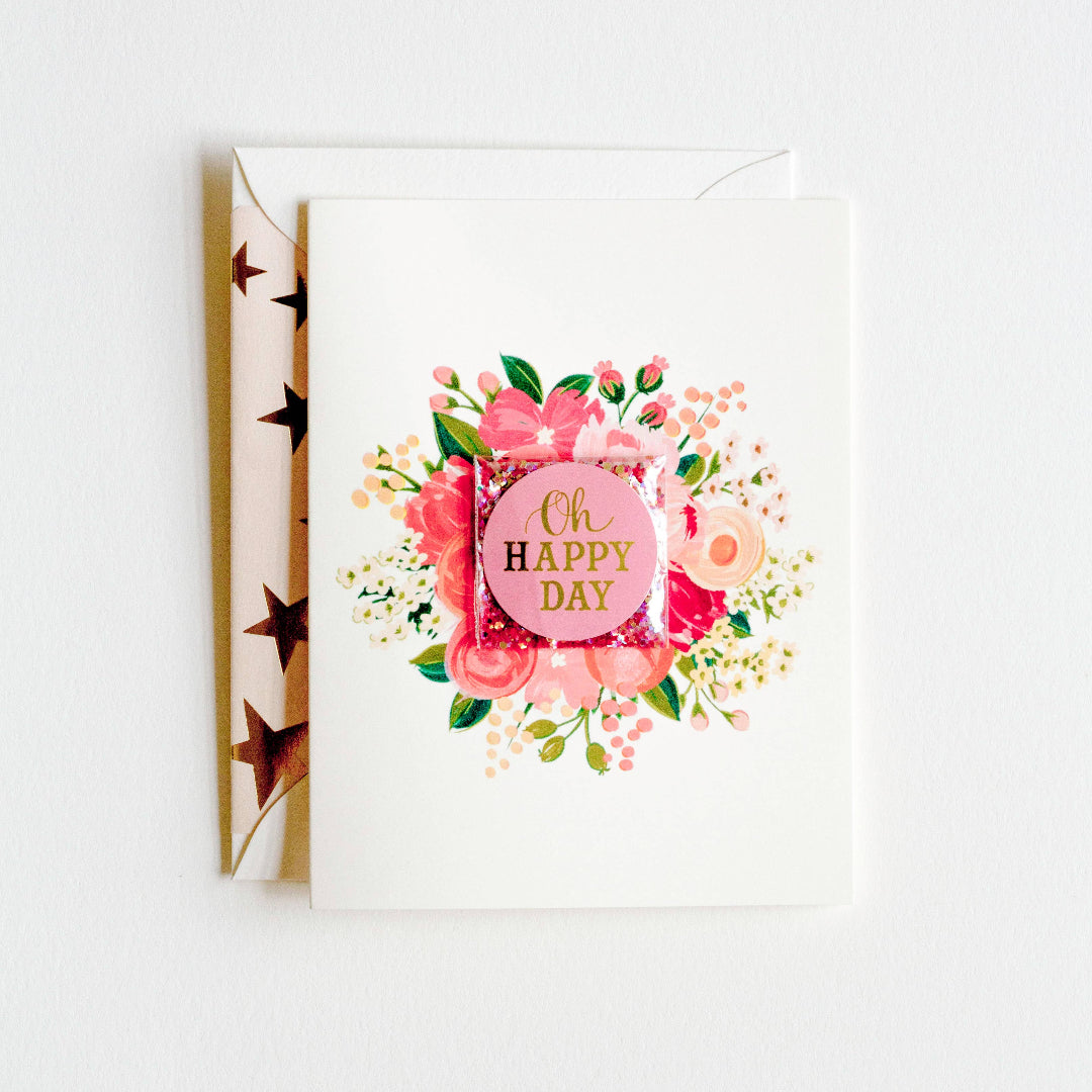 The First Snow - Oh Happy Day with Glitter Greeting Card