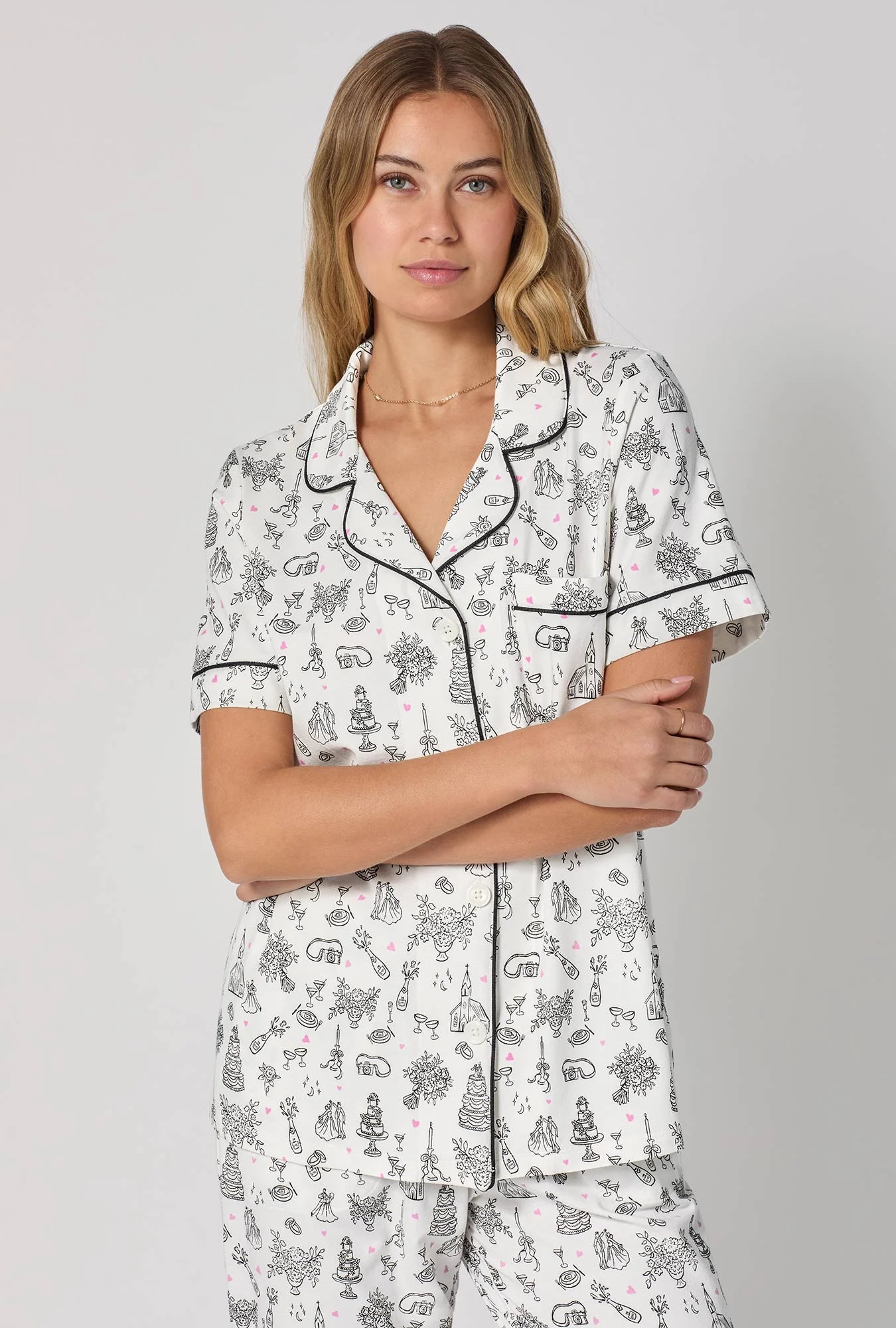 Ensemble pyjama court extensible classique à manches courtes Delice de Macarons 