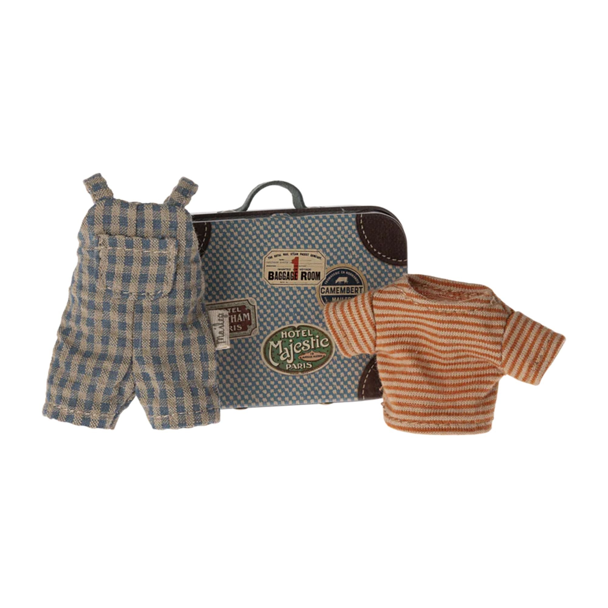 Maileg - Overalls & Shirt in Suitcase, Mouse - Big Brother