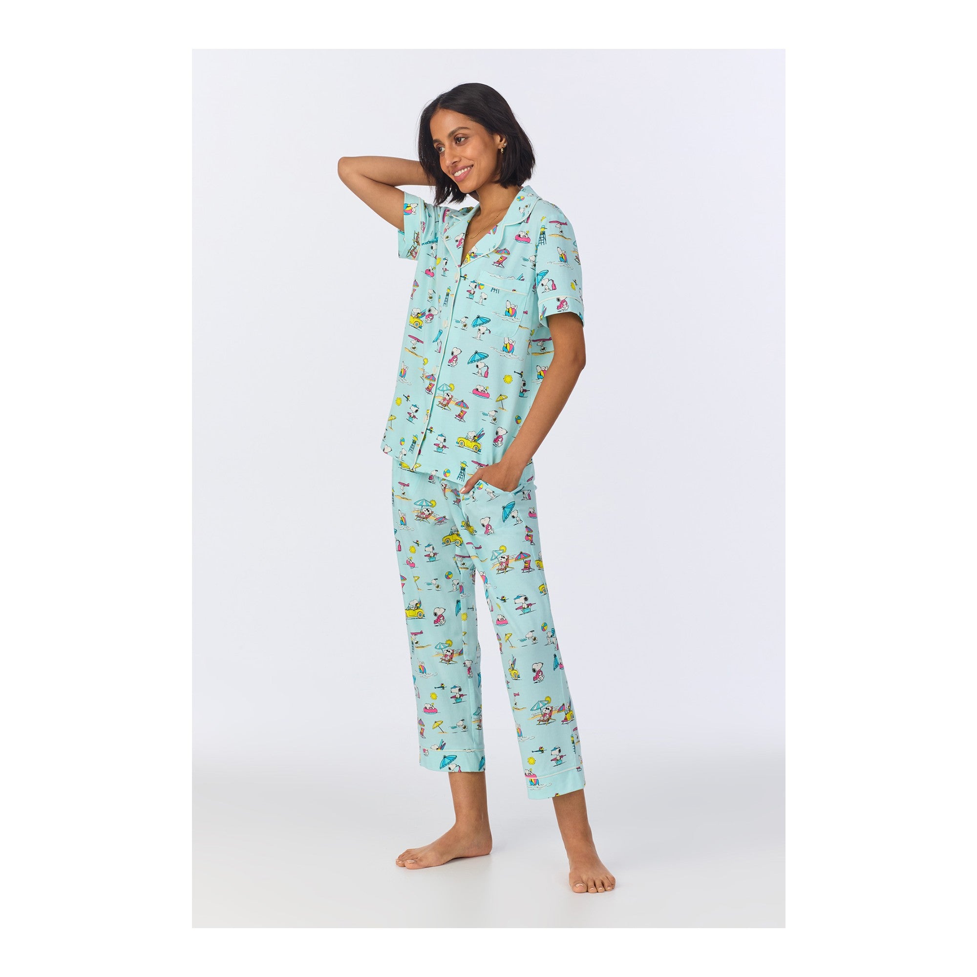 Surfside Snoopy Short Sleeve Classic Cropped PJ Set
