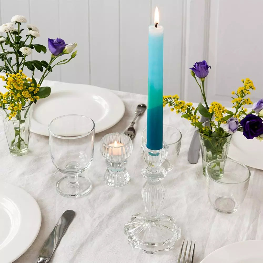Tall Glass Candle Holder - Clear