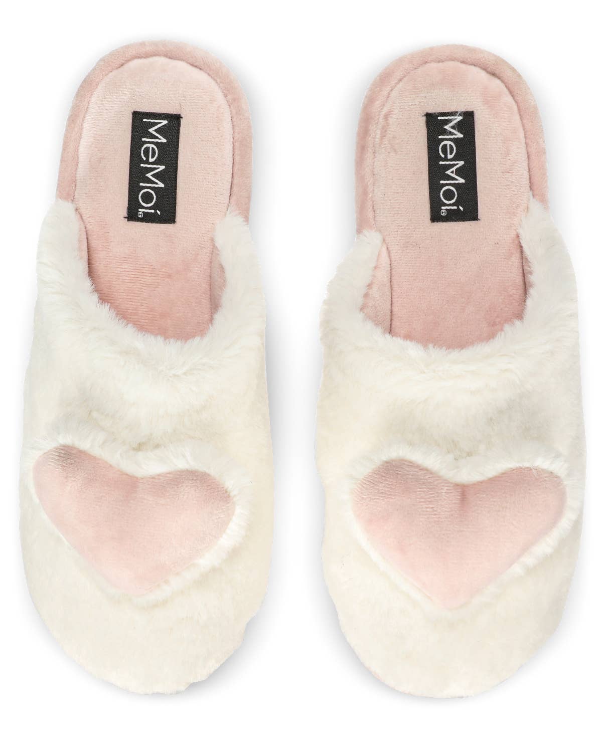 Women's 3D Heart Plush Slippers: Ivory / S 5-6