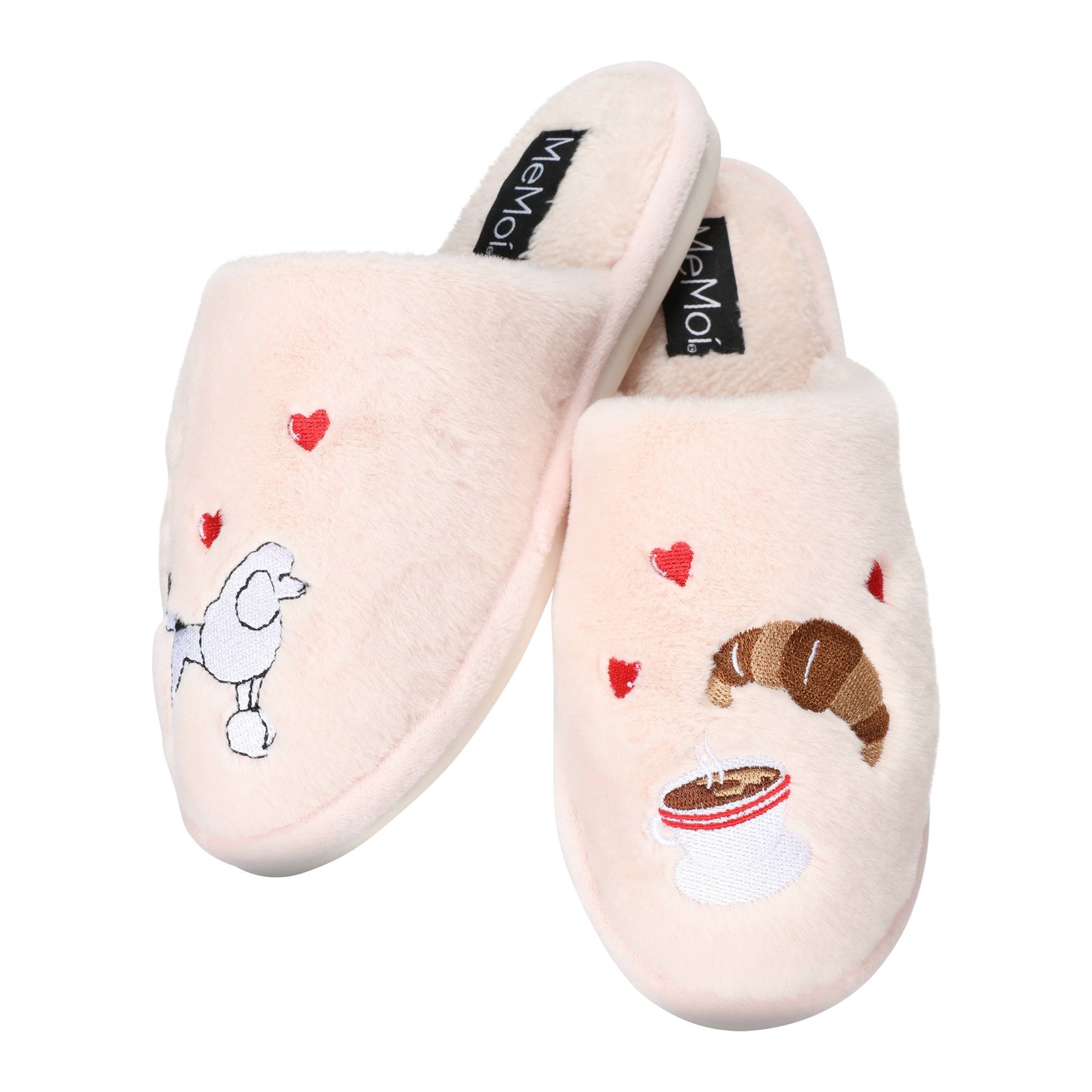 Women's I Love Paris Plush Slippers: Pale Blush / M 7-8