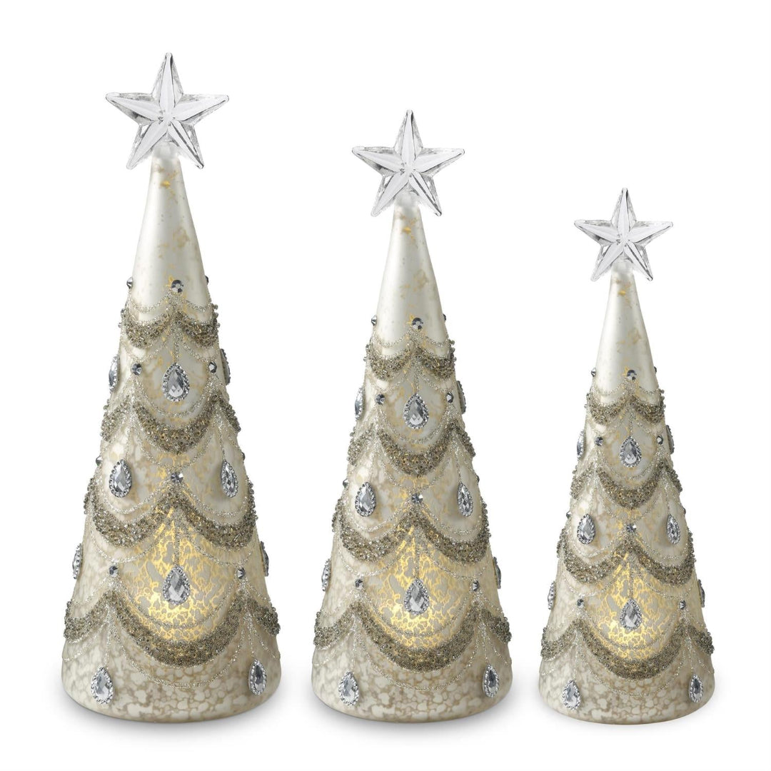 Glass Jeweled LED Christmas Trees