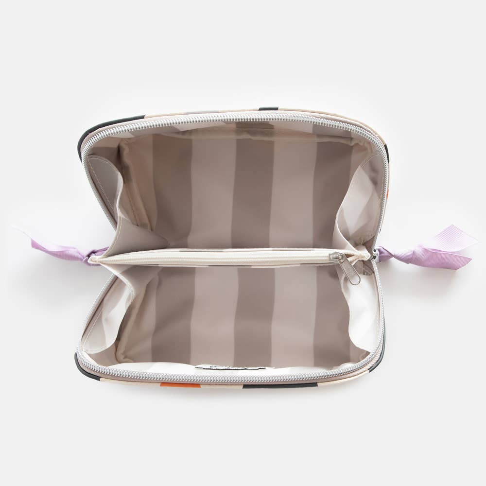 Caroline Gardner - Multi Flower Charcoal Diagonal Cosmetic Bag