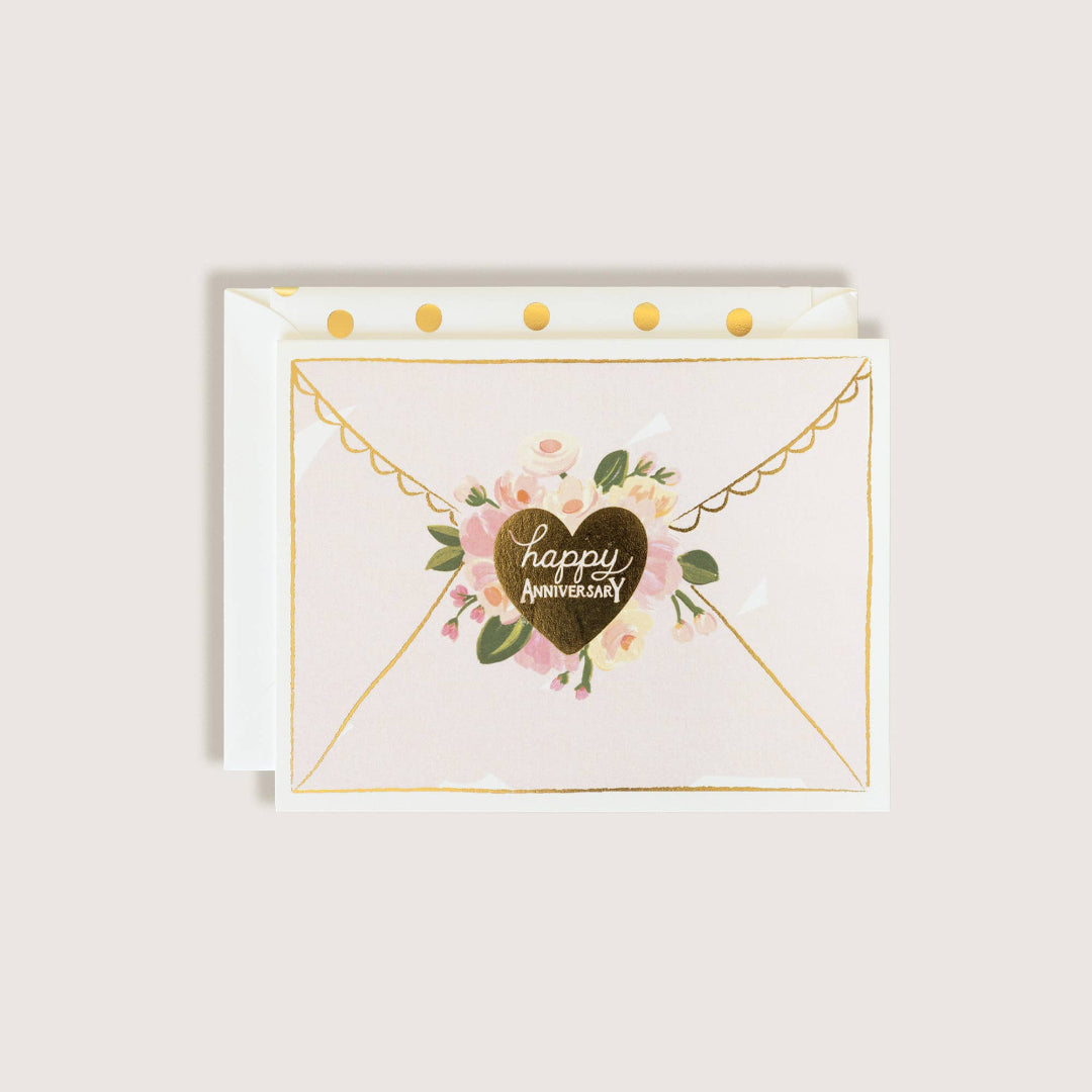 The First Snow - Gold Foil Envelope Happy Anniversary Greeting Card