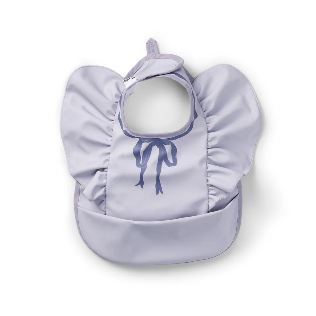 Lavender baby bib on a white background