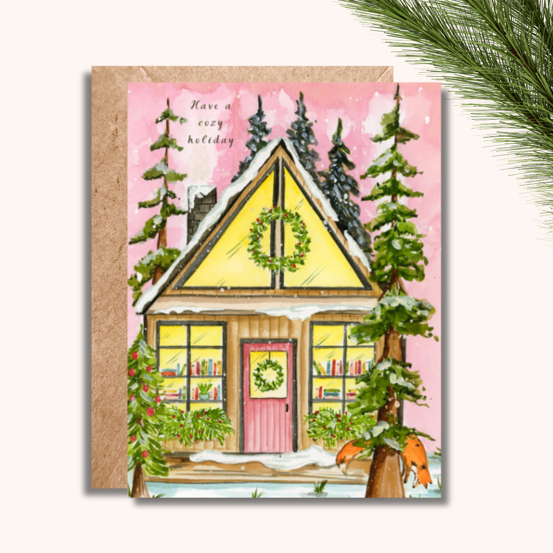 Holiday Cozy Cabin Greeting Card