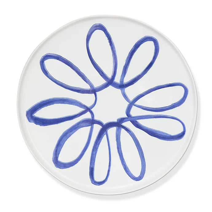 Amalfi - Assiette de présentation en faïence - Blanc/Bleu