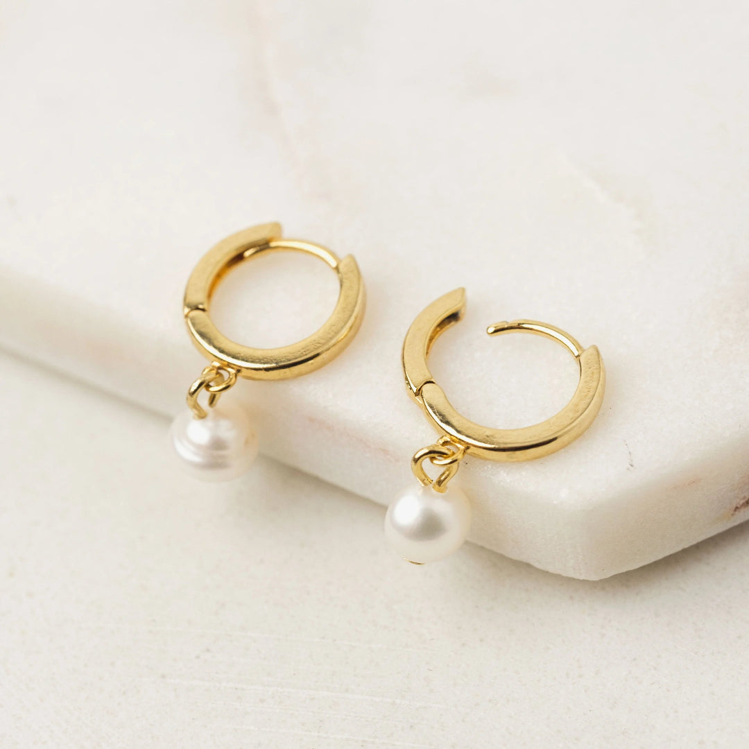Amari Pearl Huggie Hoop Earrings