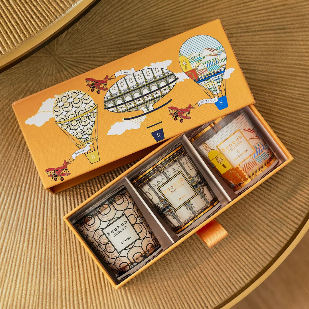 Baobab Collection - Trio Travel Candles BRUSSELS-ROMA-SAINT TROPEZ