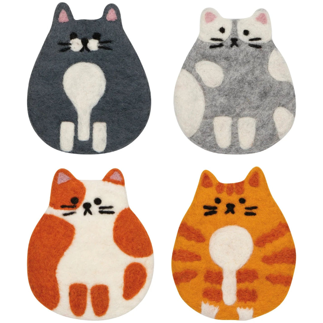 Cat Club Felt Coasters Set