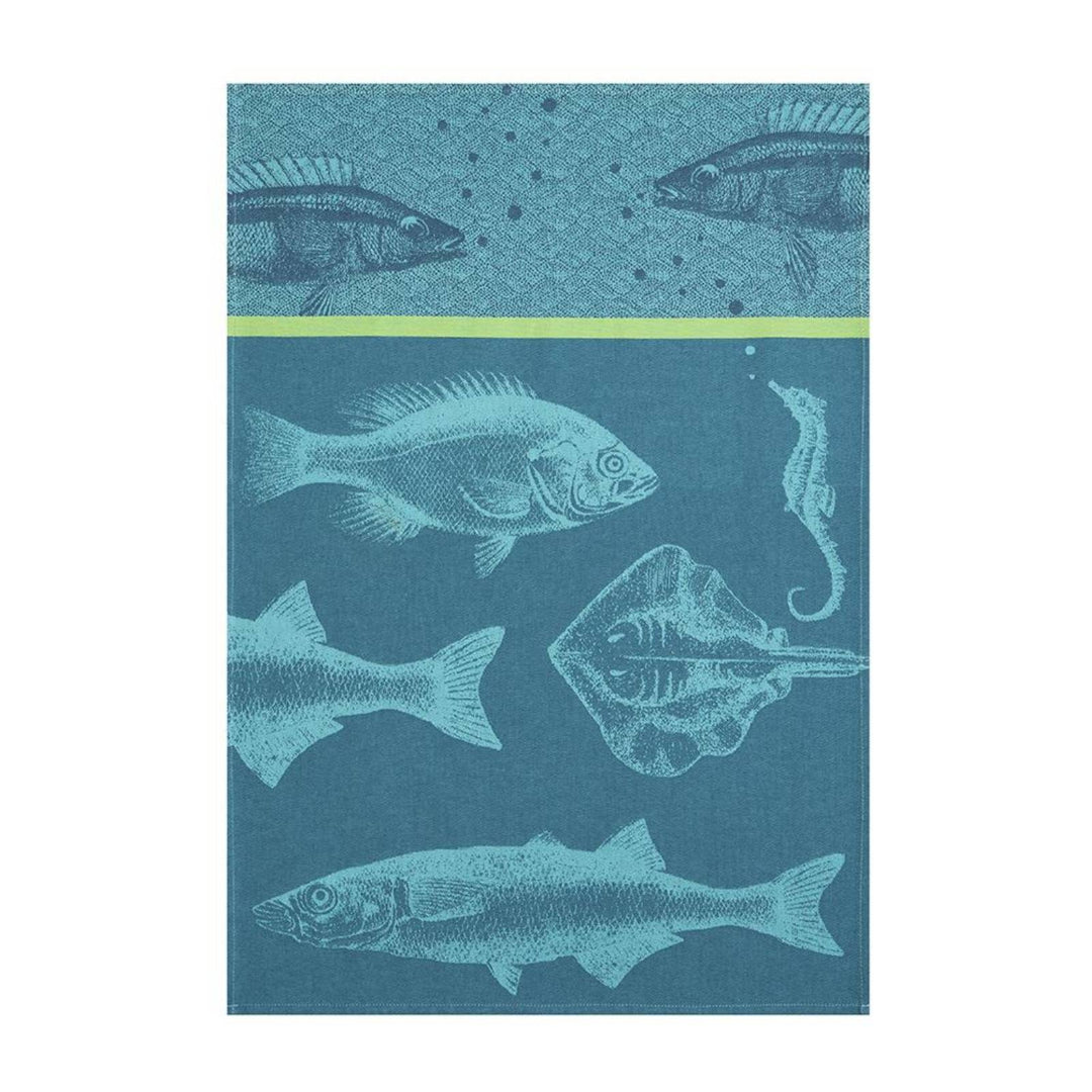 Coucke - Banc de Poissons Blue Tea Towel