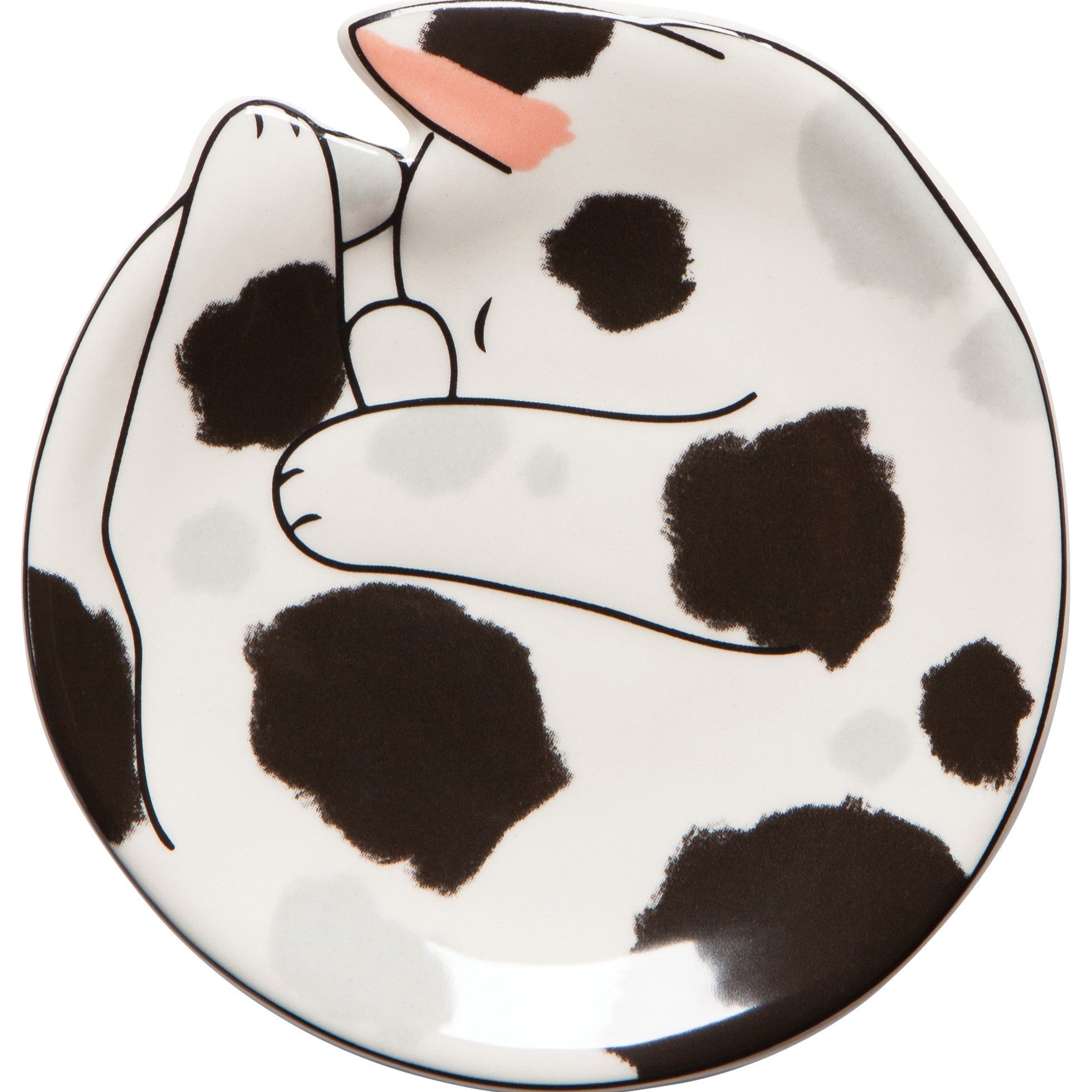 A ceramic trinket dish with an orange and white cat design.