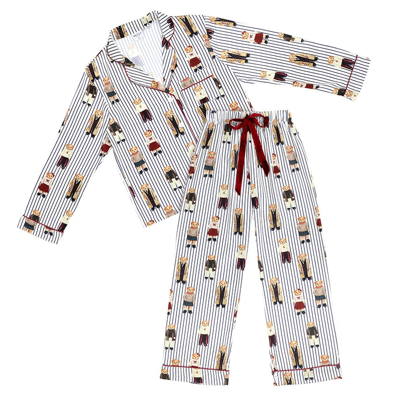 Navy Stripes + Bears PJ Set