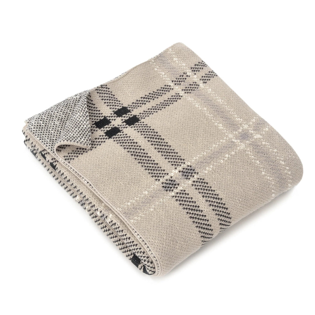 Oliver Plaid Throw - Sand