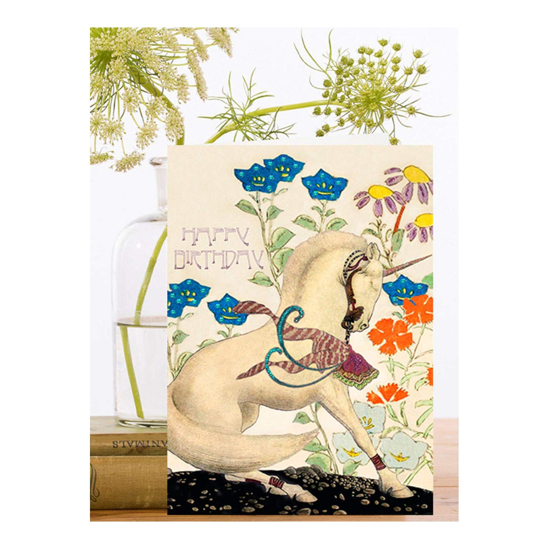 Unicorn Hand Glittered Birthday Card