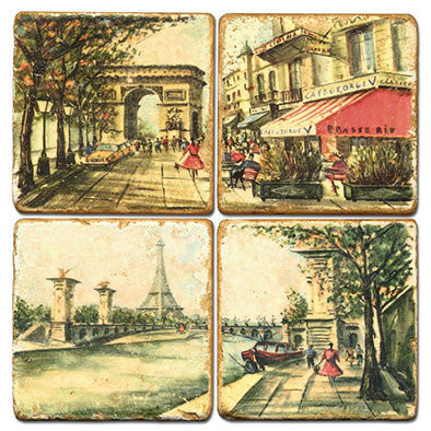 Paris Scenes Marble Coasters