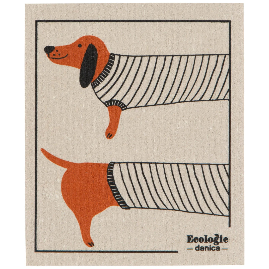Swedish dishcloth featuring a dachshund 