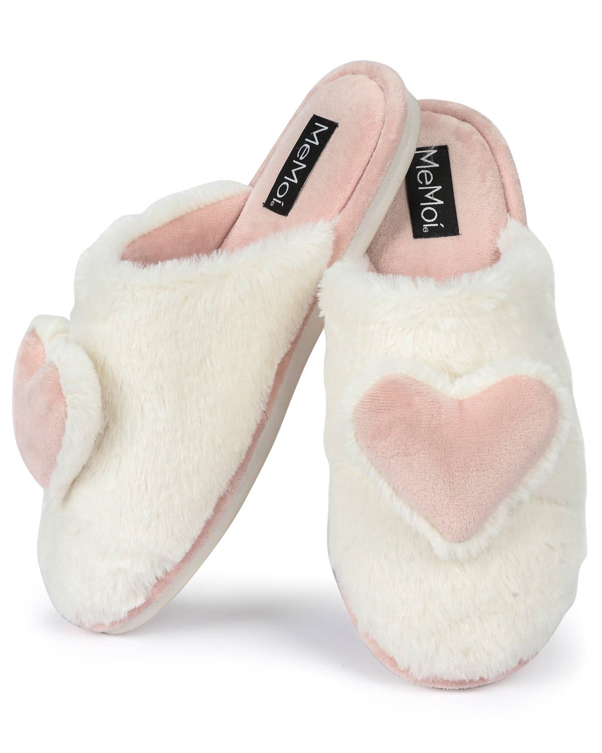 Women's 3D Heart Plush Slippers: Ivory / S 5-6